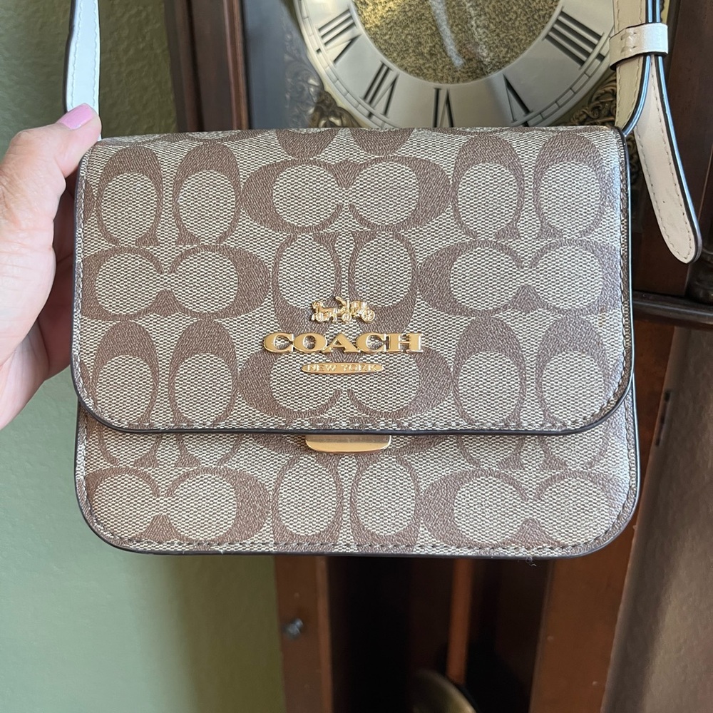 Coach Mini Brynn Tan Signature Crossbody Bag